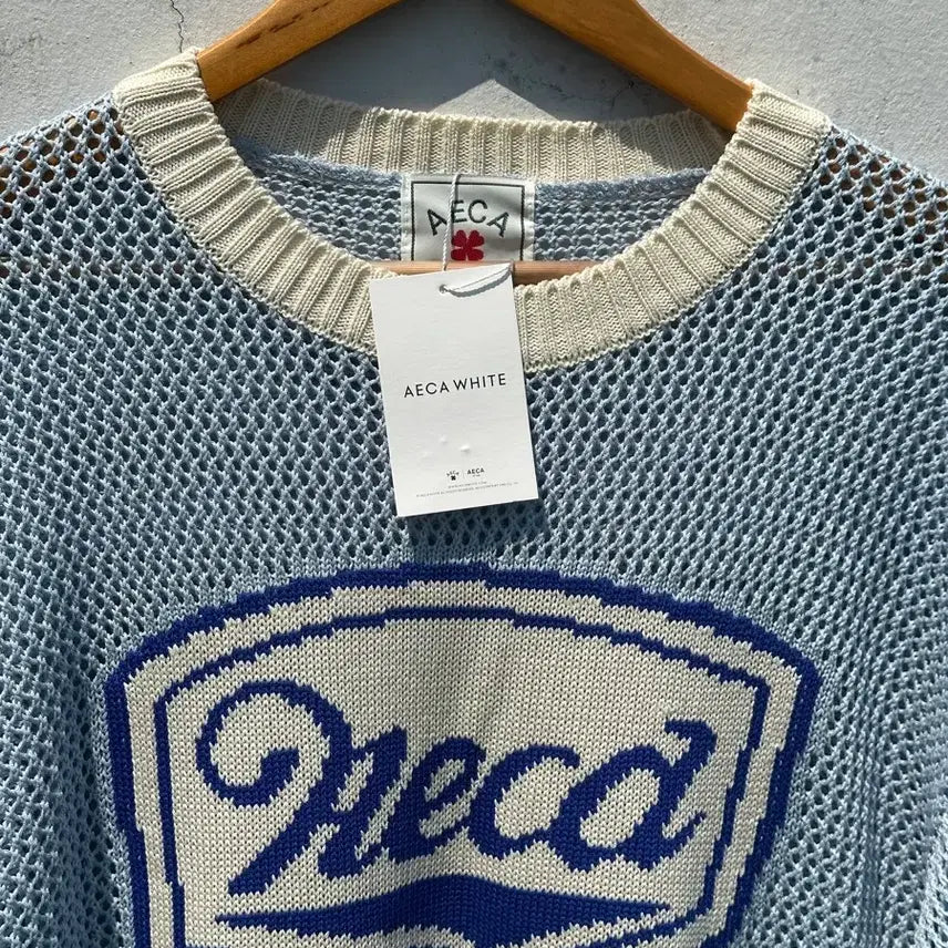 [BUNJANG] AECA White Short Sleeve Crochet Knit Top / (새상품) [L] AECA 에니카화이트 반팔 크로쉐니트