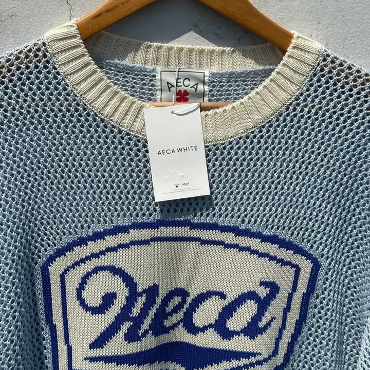 [BUNJANG] AECA White Short Sleeve Crochet Knit Top / (새상품) [L] AECA 에니카화이트 반팔 크로쉐니트