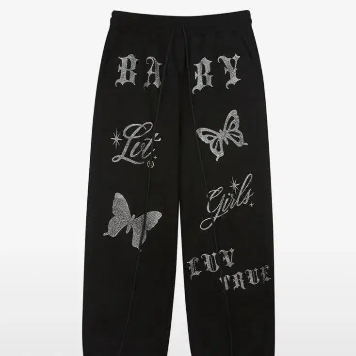 [BUNJANG] Love is True OW Glitter Jogger Pants Beige / 러브이즈트루 OW글리터 조거팬츠 베이지