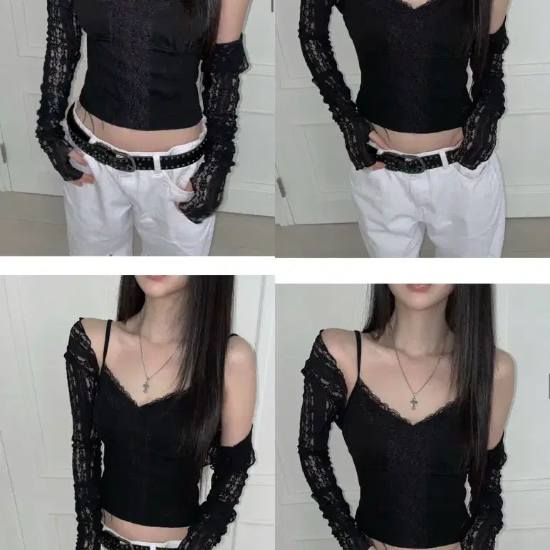 [BUNJANG] TheAirTown Black Lace Bolero Cardigan / 디에어타운 블랙 레이스 볼레로 새상품