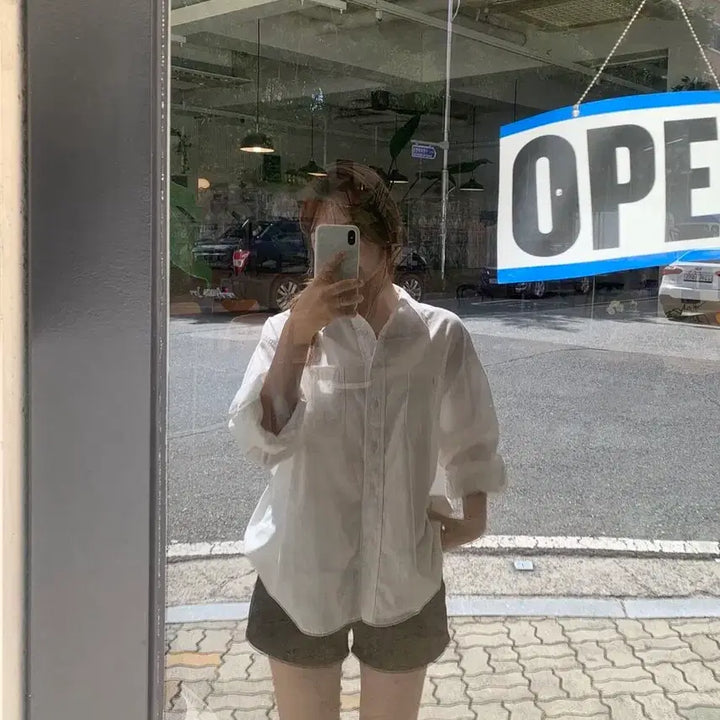 [BUNJANG] Sureum Pocket Washing Shirt Ivory / 수름 포켓워싱셔츠 아이보리