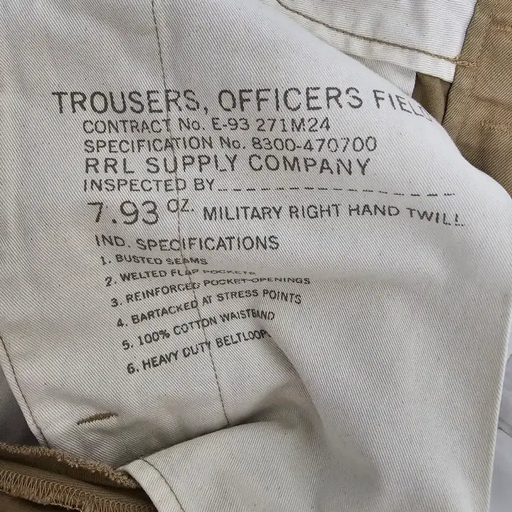 [BUNJANG] RRL Officer Chinos Beige Khaki 32/32 / rrl 더블알엘 오피서치노 베이지 카키 32/32