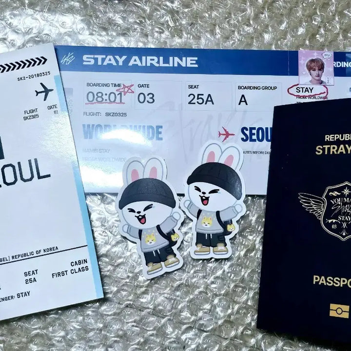 [BUNJANG] Stray Kids Pop-up Exclusive Passport, Boarding Pass, Sticker Set / 스키주 팝업 입장 여권,보딩패스,스티커