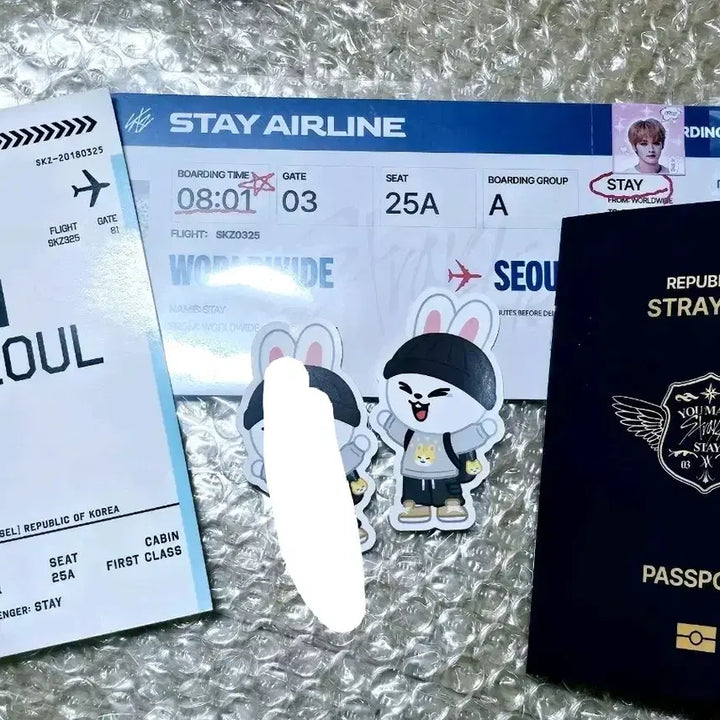 [BUNJANG] Stray Kids Pop-up Exclusive Passport, Boarding Pass, Sticker Set / 스키주 팝업 입장 여권,보딩패스,스티커