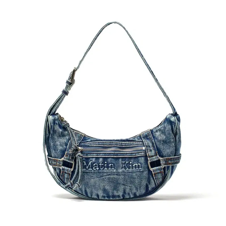 [BUNJANG] Matinkim Washed Denim Mini Hobo Bag Blue / 마뗑킴 워시드 데님 미니 호보백 블루