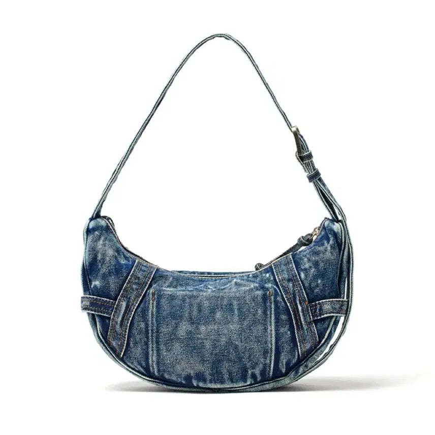 [BUNJANG] Matinkim Washed Denim Mini Hobo Bag Blue / 마뗑킴 워시드 데님 미니 호보백 블루
