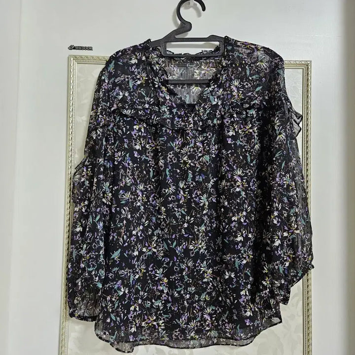 [BUNJANG] Flower Chiffon Blouse (Plus Size) / 플라워 쉬폰 블라우스 빅사이즈