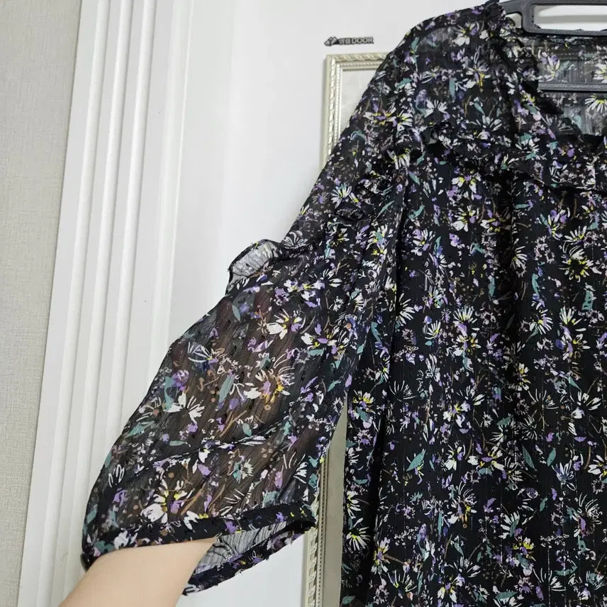 [BUNJANG] Flower Chiffon Blouse (Plus Size) / 플라워 쉬폰 블라우스 빅사이즈