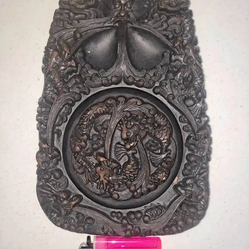[BUNJANG] Antique Dragon Carved Inkstone / 7마리 용조각 명품벼루