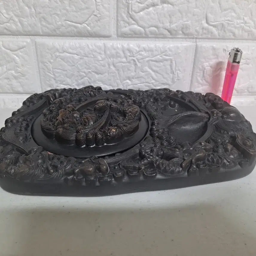 [BUNJANG] Antique Dragon Carved Inkstone / 7마리 용조각 명품벼루