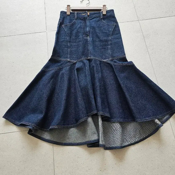 [BUNJANG] Lucky Chouette Denim Flare Long Skirt / 럭키슈에뜨 데님 플레어 롱 스커트