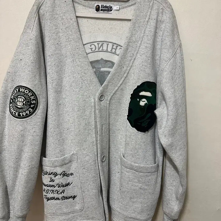 [BUNJANG] A Bathing Ape (BAPE) College Badge Sweat Cardigan / 베이프 컬리지 배지 스웨트 가디건