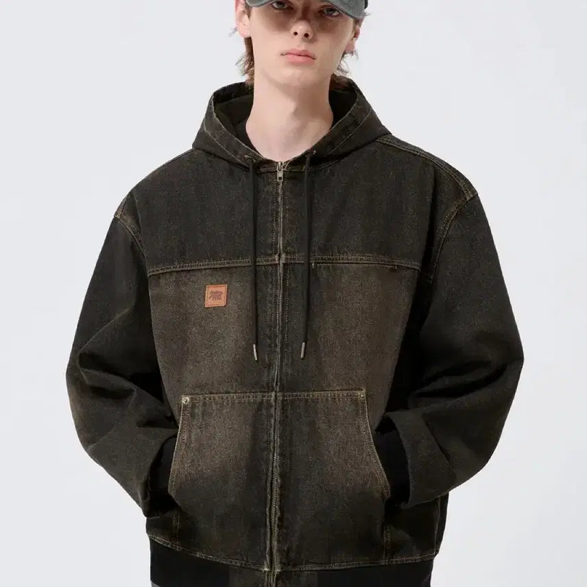 [BUNJANG] Trillion Vintage Denim Work Hooded Zip-Up Jacket / 트릴리온 빈티지 데님 워크 후드집업 나이키아디다스슈프림스투시칼하트