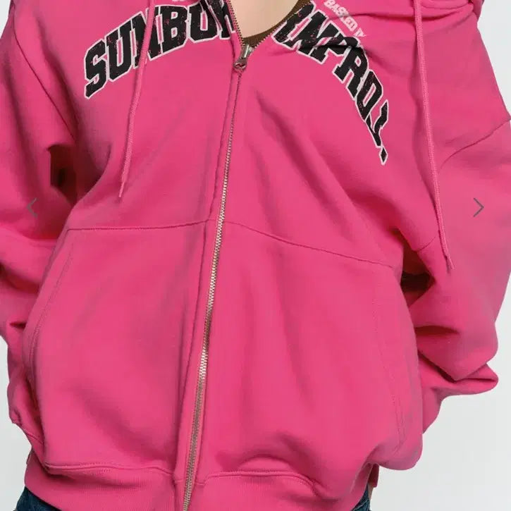 [BUNJANG] SUNBUN PROJECT Logo Hoodie Zip-up Magenta / 썬번프로젝트 로고 후드집업 마젠타