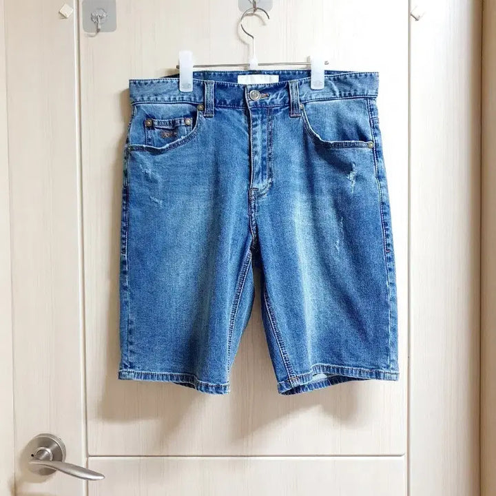 [BUNJANG] Plac Jeans 5-inch Length Cotton Denim Shorts (Size 31-32) / 플랙진 (31~32) 스판 (5부) 청.반바지