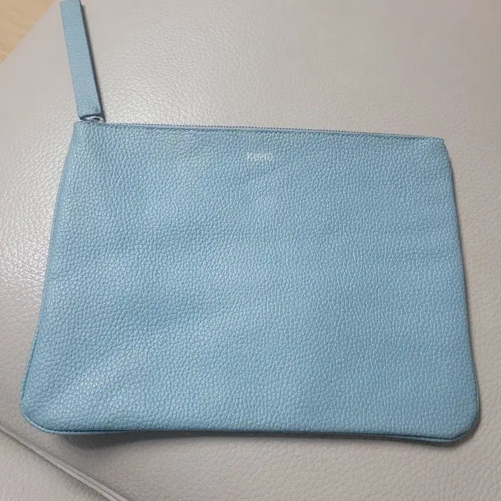[BUNJANG] KUHO Sky Blue Leather Clutch Bag / KUHO 구호 하늘색 클러치 백