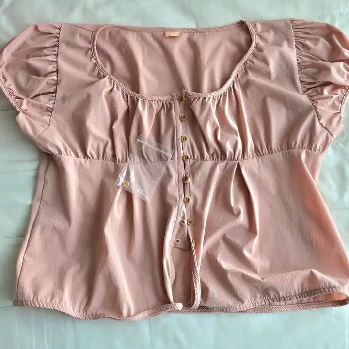 [BUNJANG] SINOON Shirring Puff Blouse Pink / 시눈 셔링 퍼프 블라우스 핑크