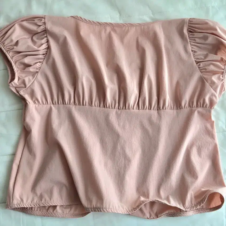 [BUNJANG] SINOON Shirring Puff Blouse Pink / 시눈 셔링 퍼프 블라우스 핑크