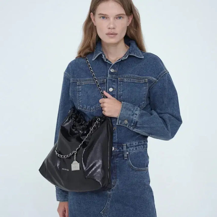[BUNJANG] Rude Gene Small Hobo Bag Silver Chain / 뤼드유제니 실버체인 스몰 호보백