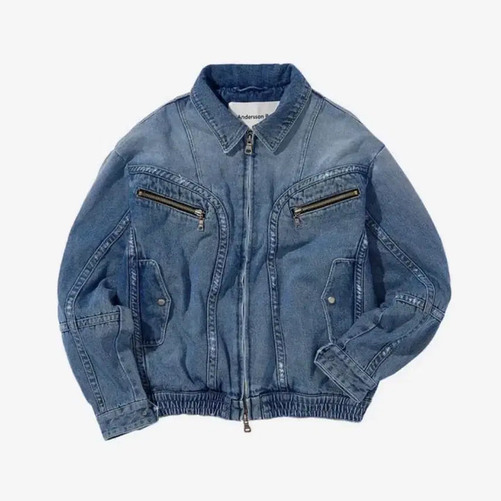 [BUNJANG] Andersson Bell Point Denim Blouson Jacket (Vintage Blue, XL) / [앤더슨벨] 포인트 데님 블루종 자켓 (블루/XL)