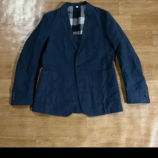 [BUNJANG] Burberry Linen Jacket Blue Check Lining Size 48 / 버버리 블루 체크 안감 자켓