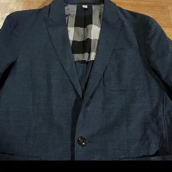 [BUNJANG] Burberry Linen Jacket Blue Check Lining Size 48 / 버버리 블루 체크 안감 자켓