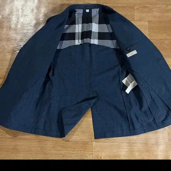 [BUNJANG] Burberry Linen Jacket Blue Check Lining Size 48 / 버버리 블루 체크 안감 자켓
