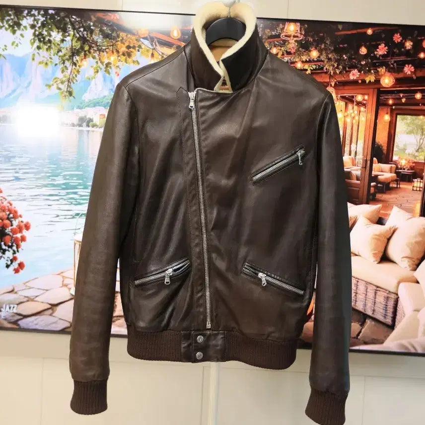 [BUNJANG] Barbed Italian Leather Jacket (M-L) / 이탈리아 가죽 전문 Barbed 레더 자켓