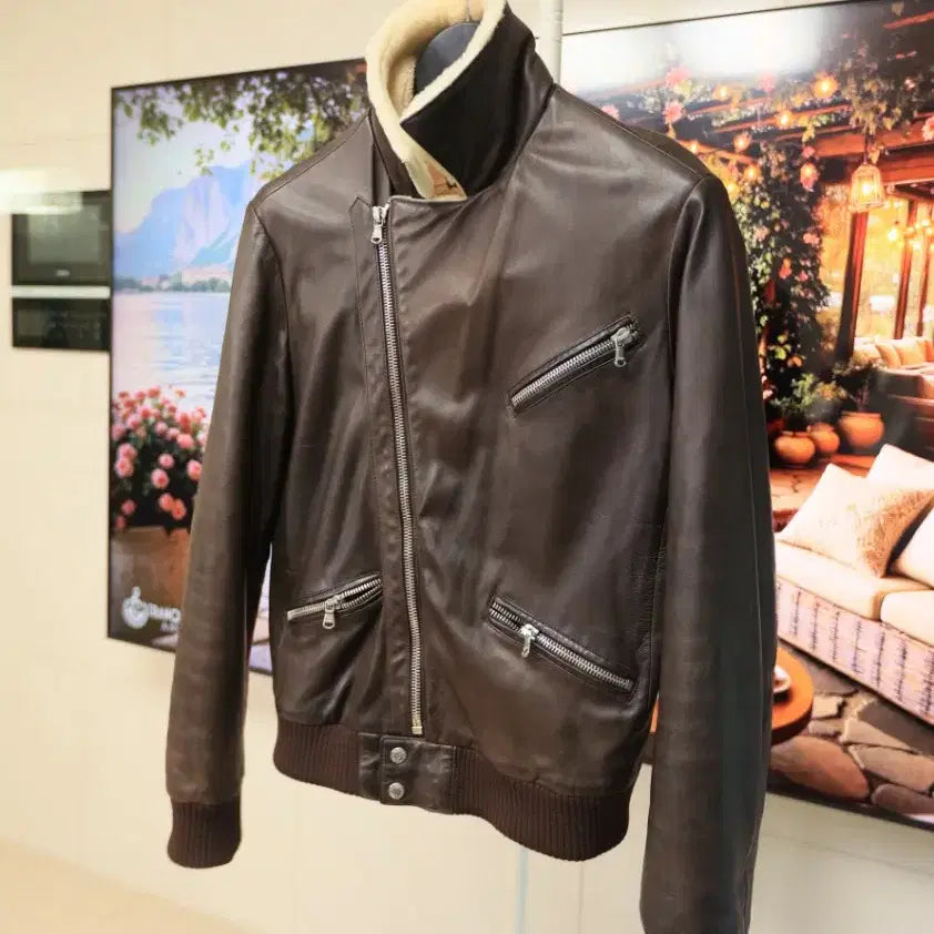 [BUNJANG] Barbed Italian Leather Jacket (M-L) / 이탈리아 가죽 전문 Barbed 레더 자켓