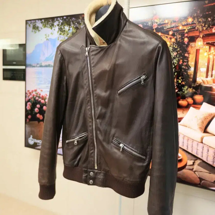 [BUNJANG] Barbed Italian Leather Jacket (M-L) / 이탈리아 가죽 전문 Barbed 레더 자켓