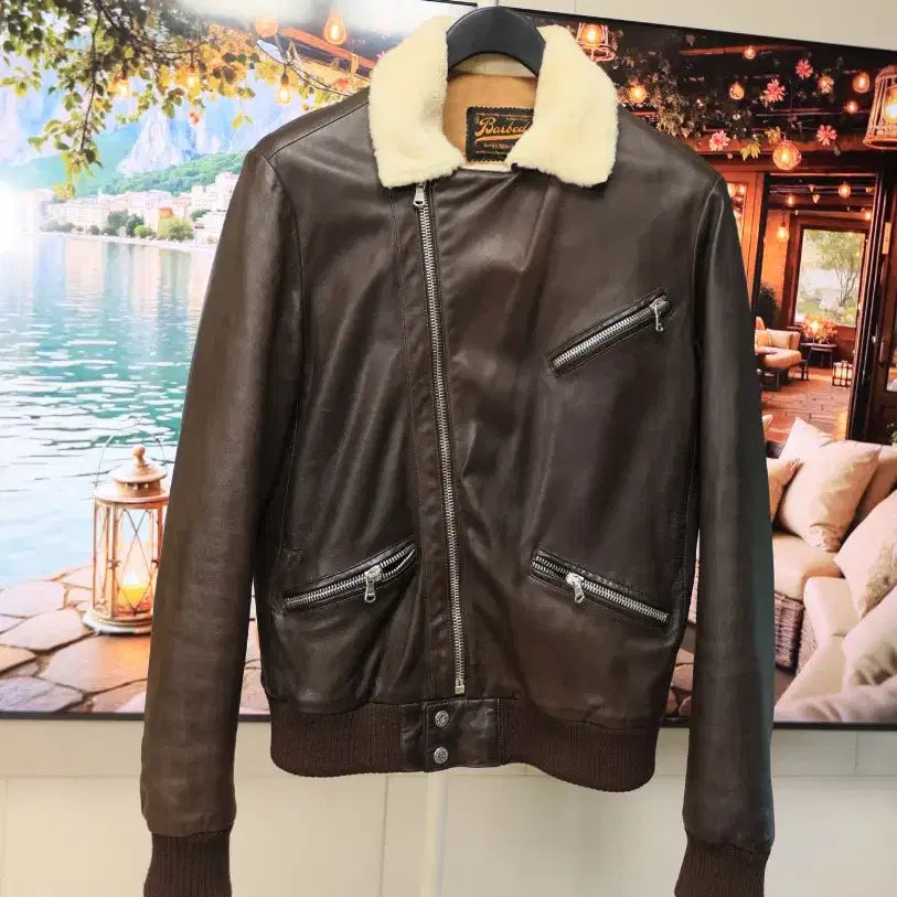 [BUNJANG] Barbed Italian Leather Jacket (M-L) / 이탈리아 가죽 전문 Barbed 레더 자켓