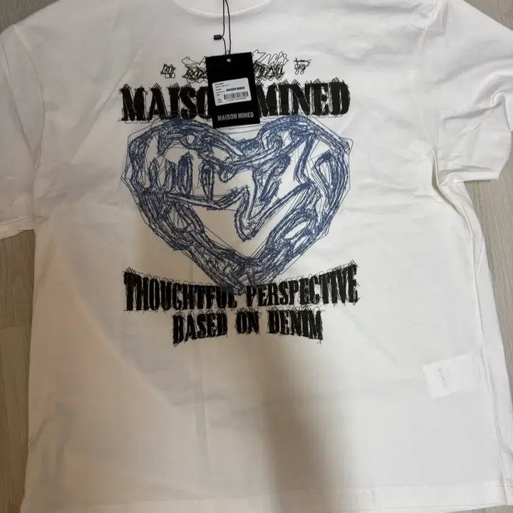 [BUNJANG] Maison Mined White Printing Short Sleeve T-shirt / 메종미네드 화이트 프린팅 반팔 티셔츠