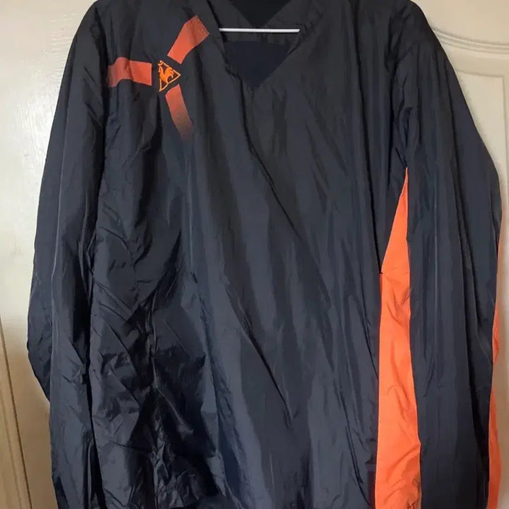 [BUNJANG] Le Coq Sportif Black/Orange Windbreaker Pullover / 르꼬끄 블랙/오렌지 바람막이 풀오버