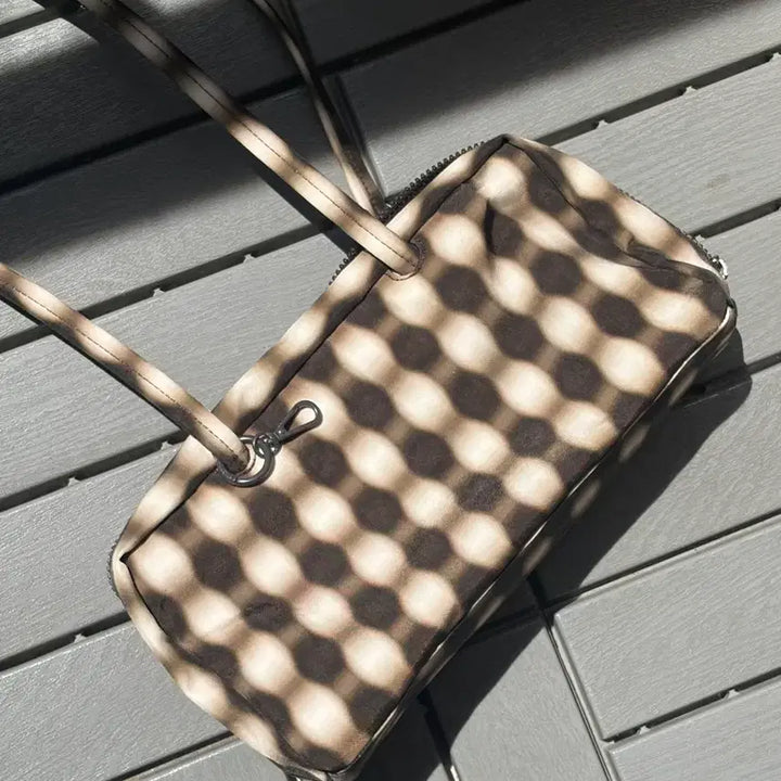 [BUNJANG] BAKU Gingham Brown Boller Bag Tote Bag / 바쿠 볼러백 깅엄 브라운