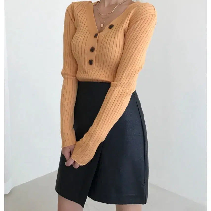 [BUNJANG] Black Leather Skirt / 레더스커트