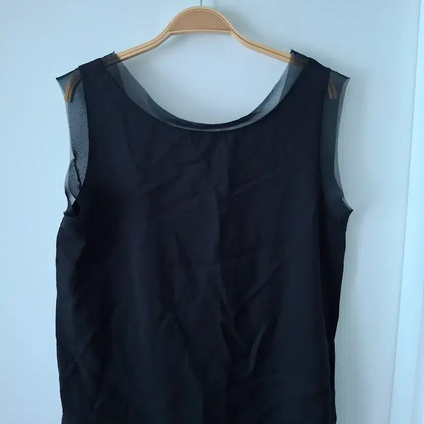 [BUNJANG] Black See-through Layered Sleeveless Top (Size 55-66) / 블랙 레이어드 민소매55~66
