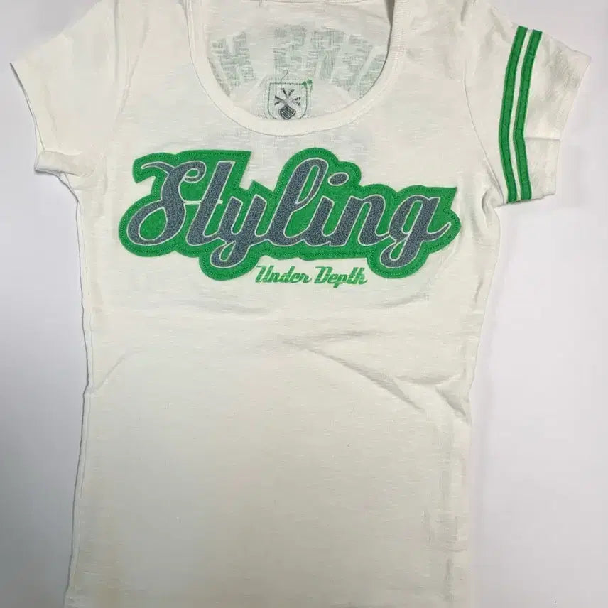 [BUNJANG] Vintage Style T-Shirt Ivory Green Patch / (실착 0회) 빈티지st 일본브랜드 티셔츠 M(S 추천)