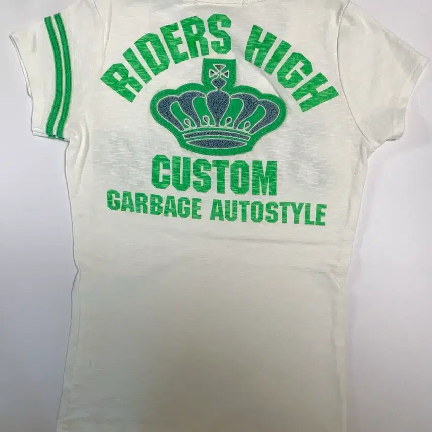 [BUNJANG] Vintage Style T-Shirt Ivory Green Patch / (실착 0회) 빈티지st 일본브랜드 티셔츠 M(S 추천)