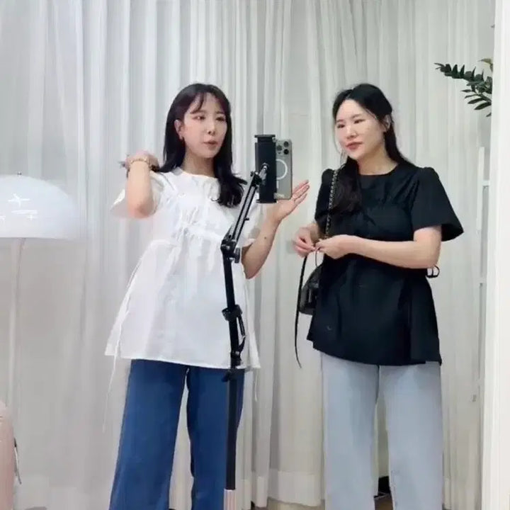 [BUNJANG] Madj Sring Blouse Black / 마드제이 셔링블라우스 블랙 새상품