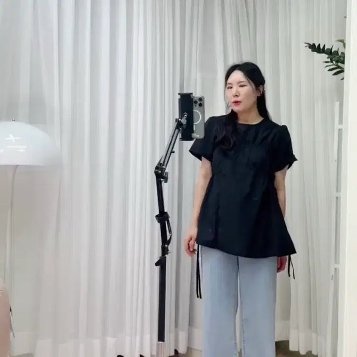[BUNJANG] Madj Sring Blouse Black / 마드제이 셔링블라우스 블랙 새상품