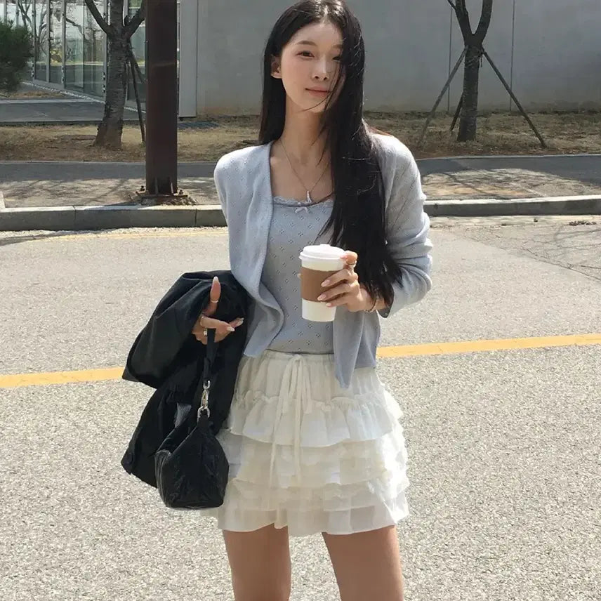 [BUNJANG] RA&amp;R Co. COMO Tiered Mini Skirt Pants Ivory / 미착용) 랭앤루 코모 캉캉 미니 스커트 팬츠 아이보리