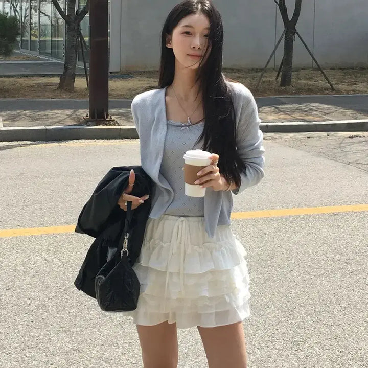 [BUNJANG] RA&amp;R Co. COMO Tiered Mini Skirt Pants Ivory / 미착용) 랭앤루 코모 캉캉 미니 스커트 팬츠 아이보리