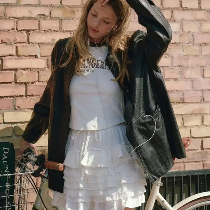 [BUNJANG] RA&amp;R Co. COMO Tiered Mini Skirt Pants Ivory / 미착용) 랭앤루 코모 캉캉 미니 스커트 팬츠 아이보리