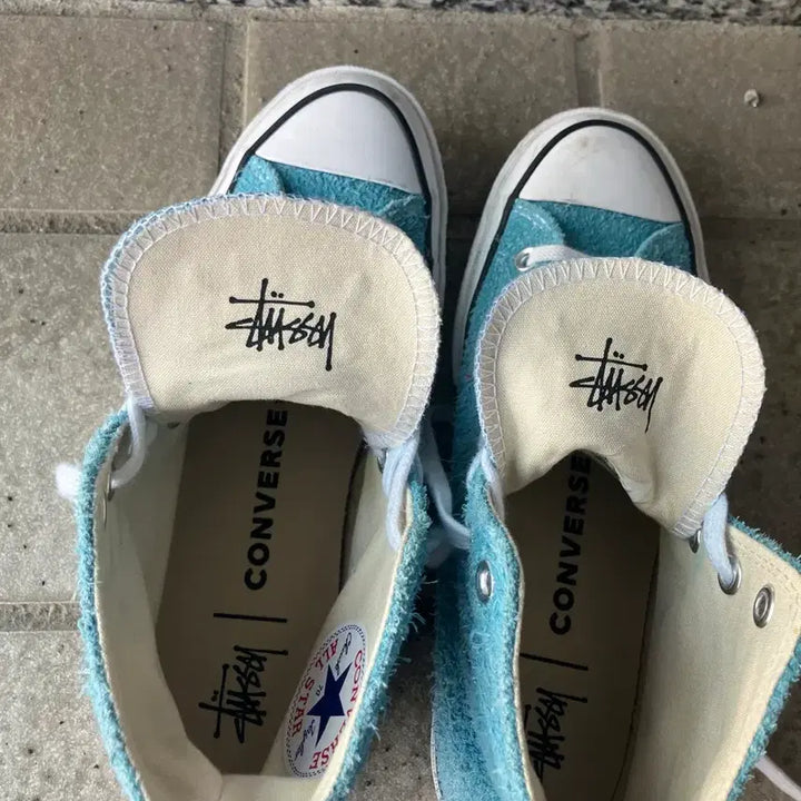 [BUNJANG] Stussy Converse High Sky Blue Aqua Sneakers 260 / [실착3회] 스투시 컨버스 하이 스카이블루 아쿠아 260
