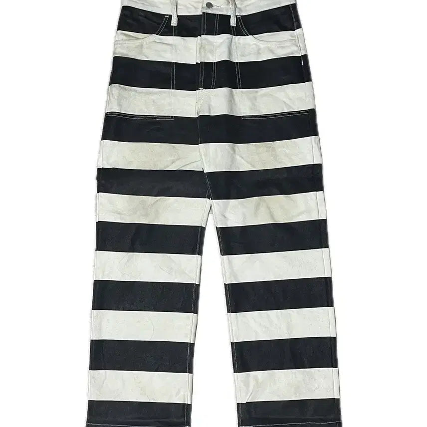 [BUNJANG] Bob Dong Striped Biker Cotton Pants / 밥동  스트라이프 바이커 코튼 팬츠