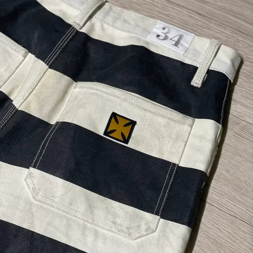 [BUNJANG] Bob Dong Striped Biker Cotton Pants / 밥동  스트라이프 바이커 코튼 팬츠