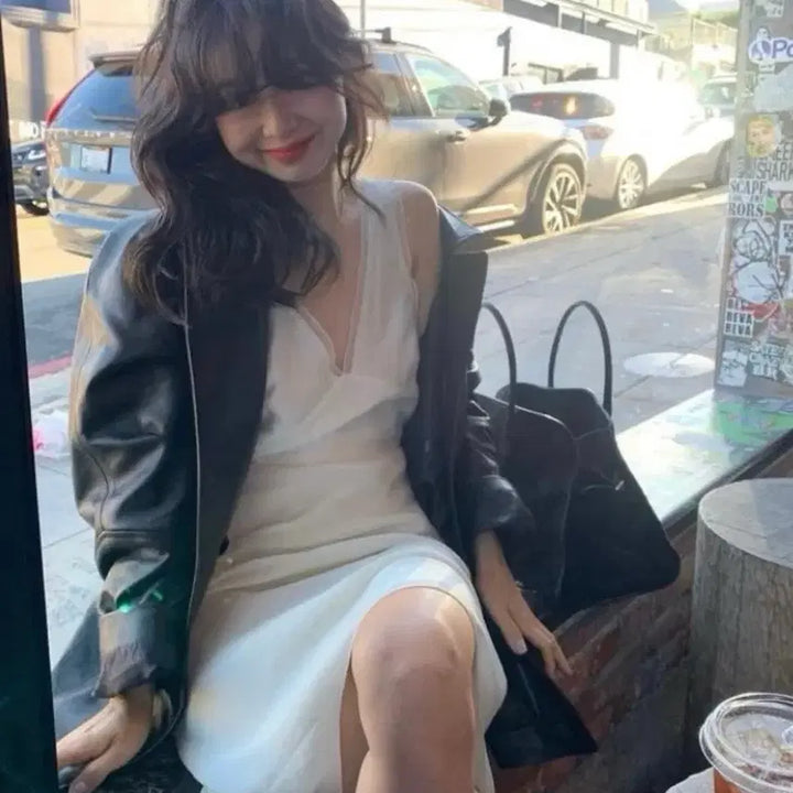 [BUNJANG] Parbleng Deep V-Neck Midi Dress M / 파르벵 DEEP V-NECK DRESS M