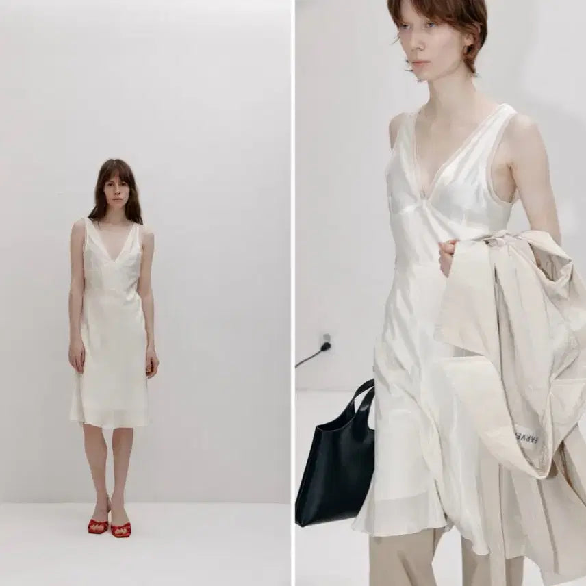 [BUNJANG] Parbleng Deep V-Neck Midi Dress M / 파르벵 DEEP V-NECK DRESS M
