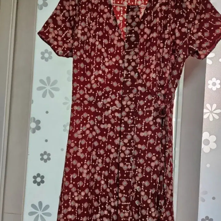 [BUNJANG] Floral Print Long Sleeve Dress / 꽃무늬 반팔 롱 원피스