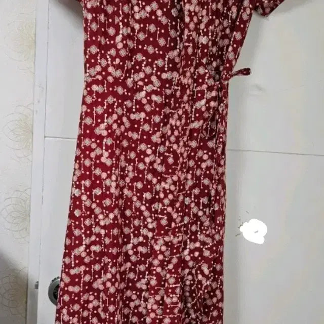[BUNJANG] Floral Print Long Sleeve Dress / 꽃무늬 반팔 롱 원피스
